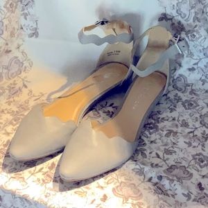 Grey Ankle Strap Flats